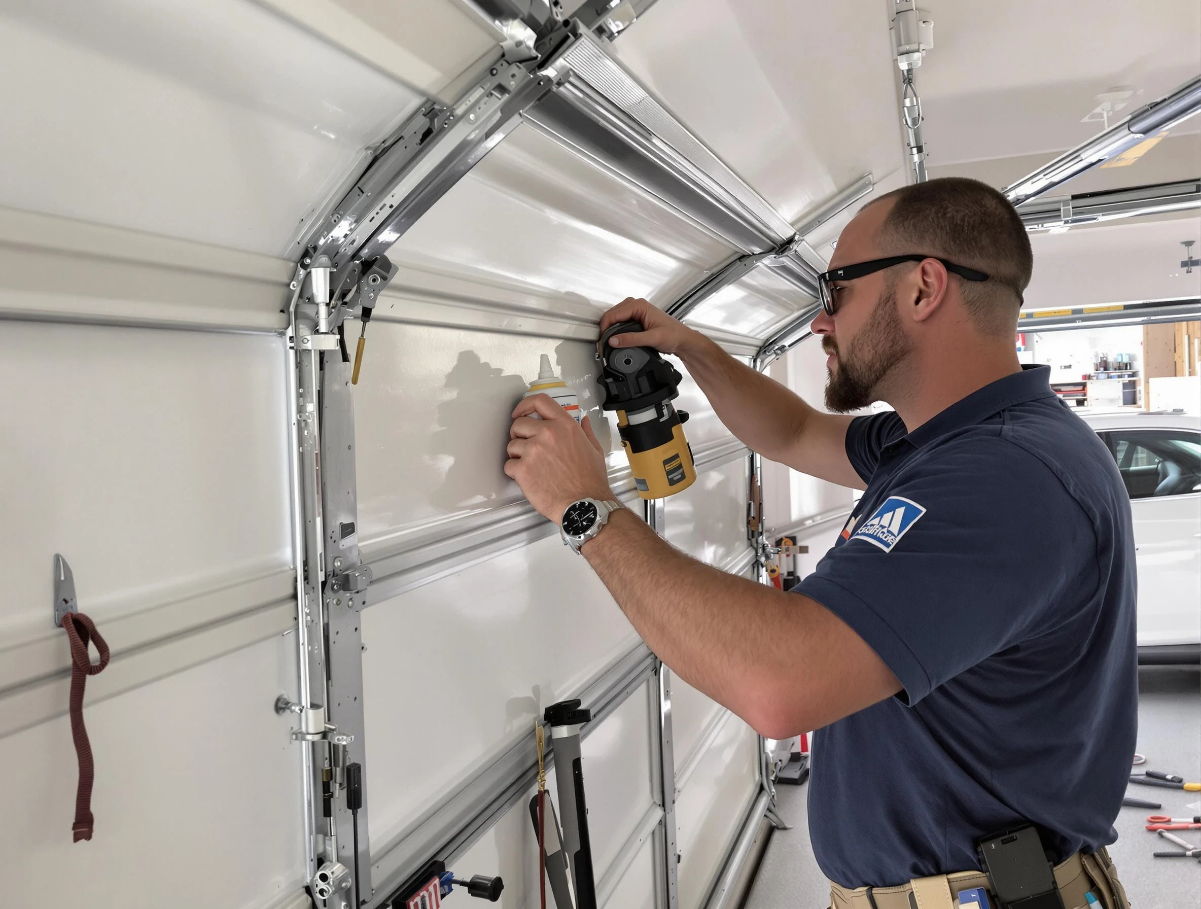 Plainfield Garage Door Repair technician performing comprehensive noise reduction service in Plainfield